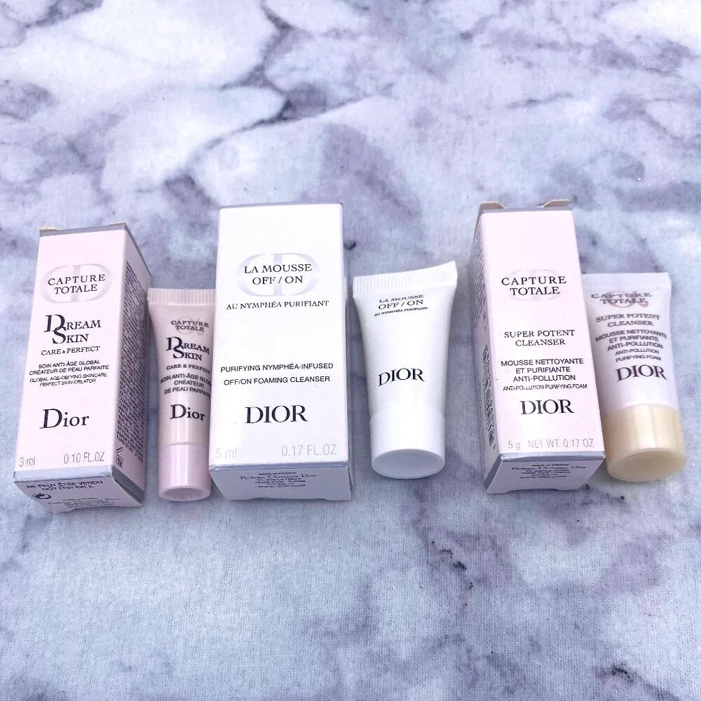 Dior Beauty Set-White Pouch,Foundation,Mascara,Lipstick,Primer-8pc-BOXED-NEW